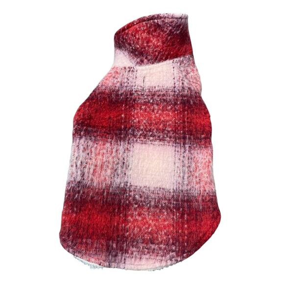 Friends Forever Dog Sz Medium Hood Jacket Coat Sweater Plaid Pup Fleece Red - Picture 2 of 11